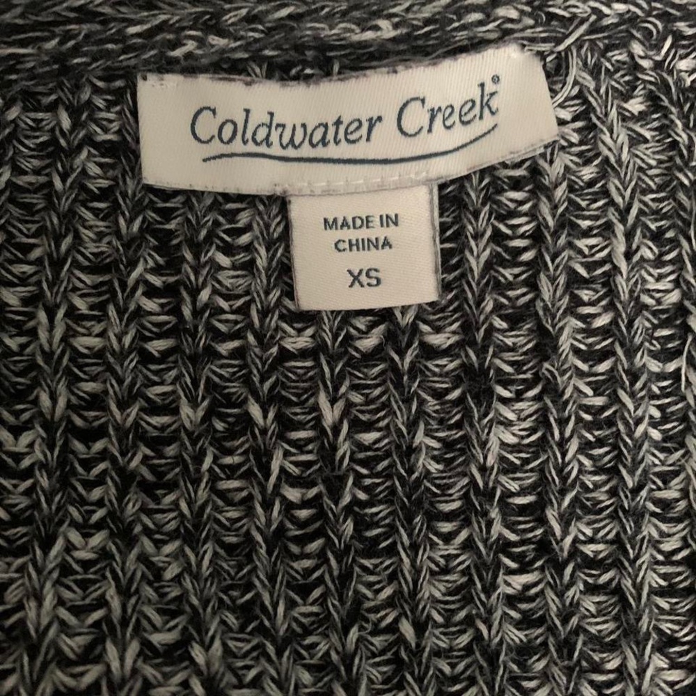 Coldwater Creek 100% Cotton Tweedy Gray V-Neck Pullover Resort - Picture 4 of 5